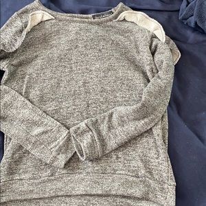 Grey ruffled open back sweater